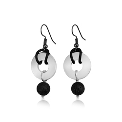 Zero Waste Earrings with up-recycled SCUBA parts and Lava Stone
